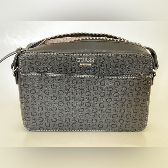 Guess Handbags - Guess Charcoal Logo Crossbody Bag